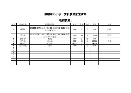 旧铺中心小学计算机教室配置清单
