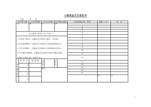 小额现金月次报告书