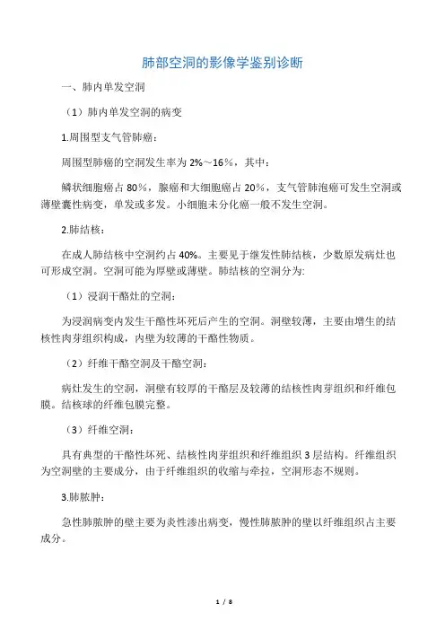 肺部空洞的影像学鉴别诊断