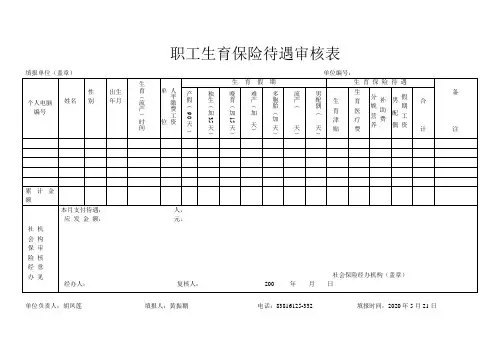 广州市职工生育保险待遇审核表(2013新表)