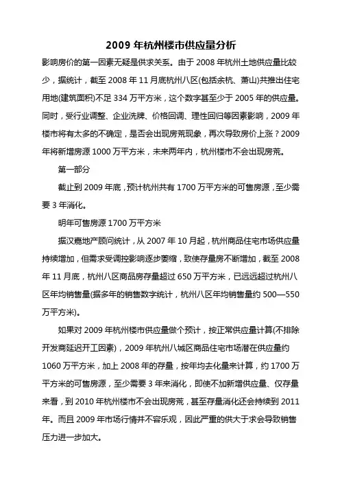 杭州楼市供应量分析