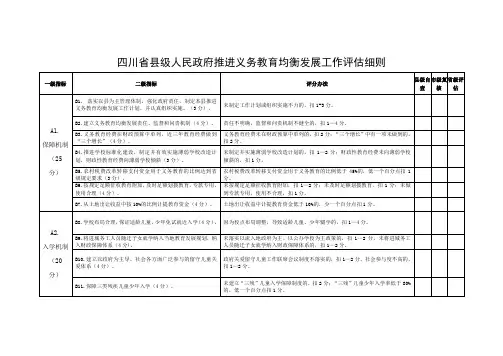 四川省县级人民政府推进义务教育均衡发展工作评估细则