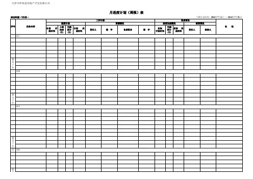 月进度计划报表(模板)