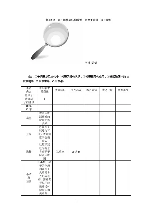 高中物理选修3-5第十八章第59讲 原子的核式结构模型 氢原子光谱 原子能级介绍