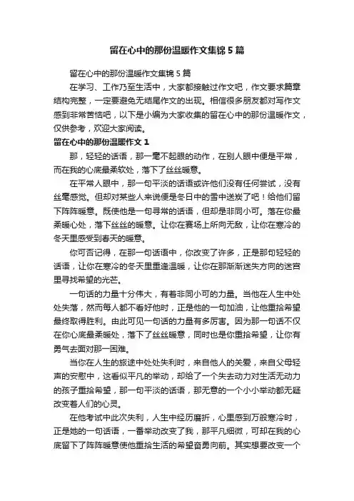留在心中的那份温暖作文集锦5篇