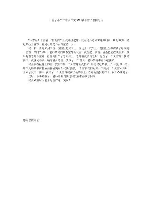 下雪了小学三年级作文350字-下雪了看图写话