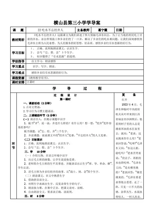 吃水不忘挖井人
