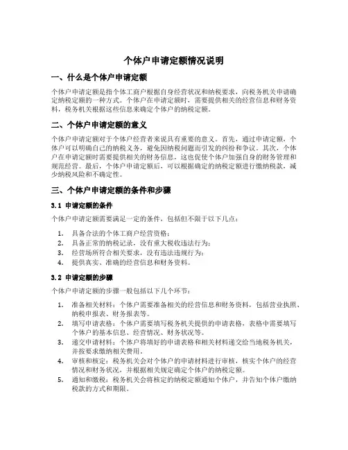 个体户申请定额情况说明