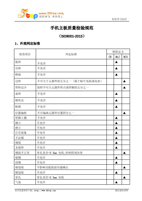 手机主板质量检验规范