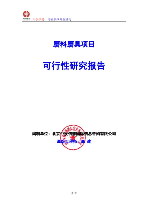磨料磨具项目可行性研究报告编写格式及参考(模板word)