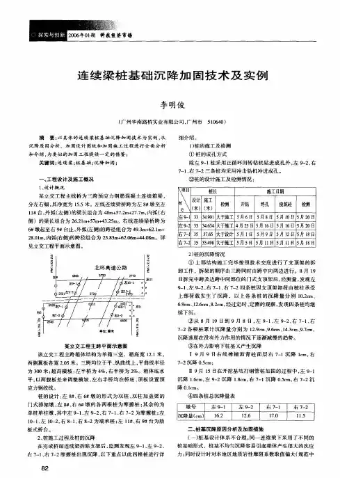 连续梁桩基础沉降加固技术及实例
