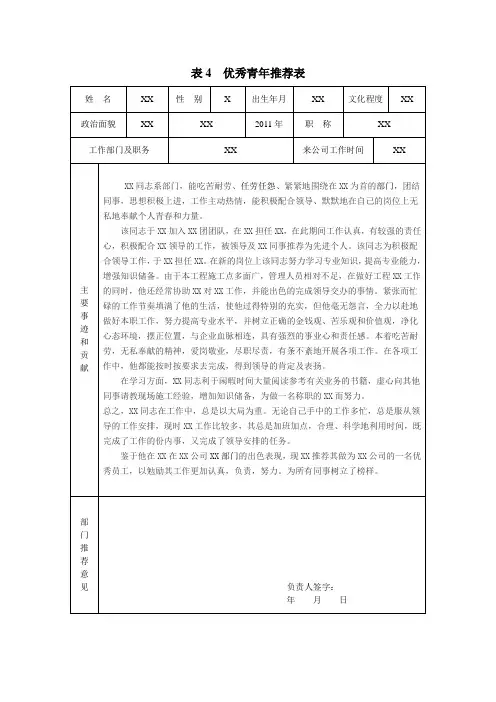 优秀员工推荐