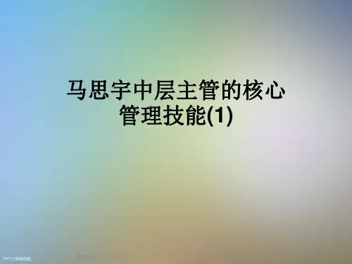 马思宇中层主管的核心管理技能(1)