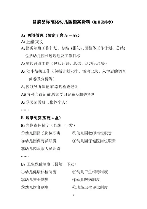 精品标准化幼儿园档案资料