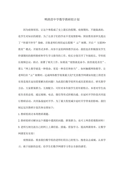 数学教研组计划 2