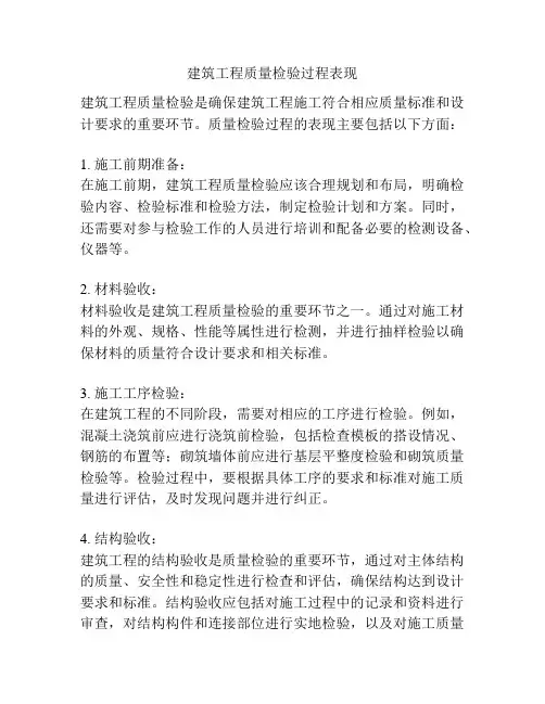 建筑工程质量检验过程表现