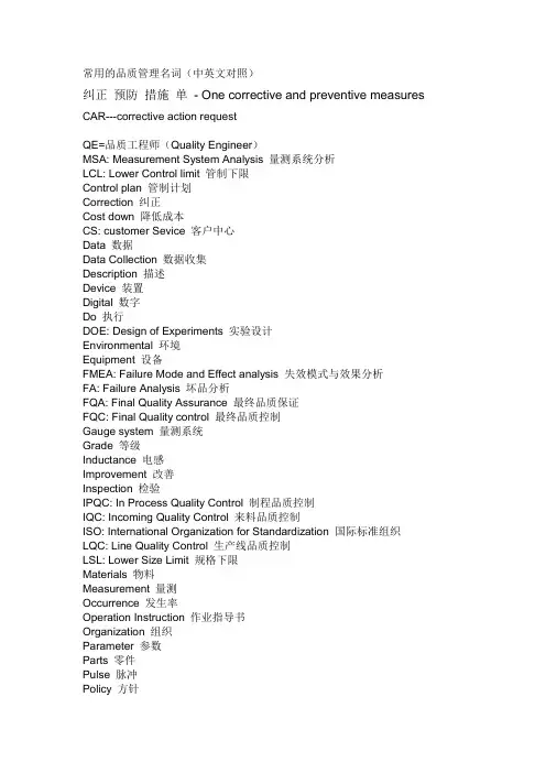 品质英语(缩写-全称-中文对照)
