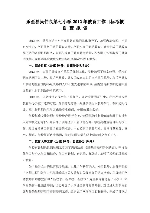 目标考核自查报告