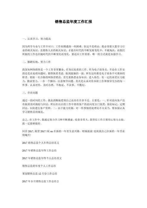 销售总监年度工作汇报