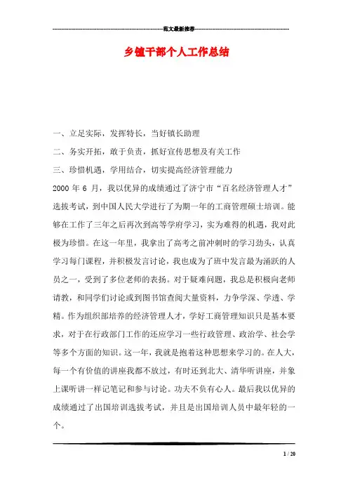 乡镇干部个人工作总结