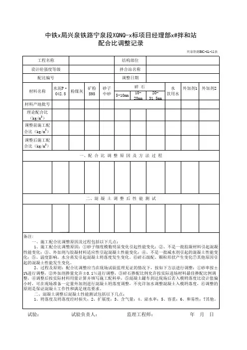 11-混凝土配合比调整记录