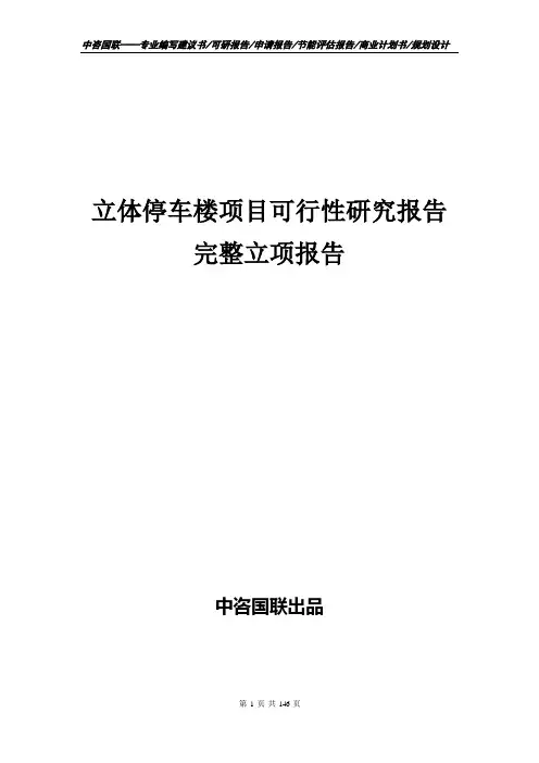 立体停车楼项目可行性研究报告完整立项报告