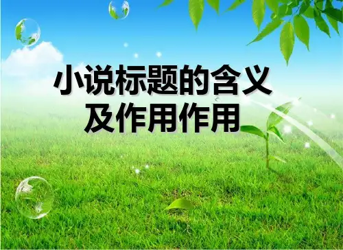 小说标题的作用修改版