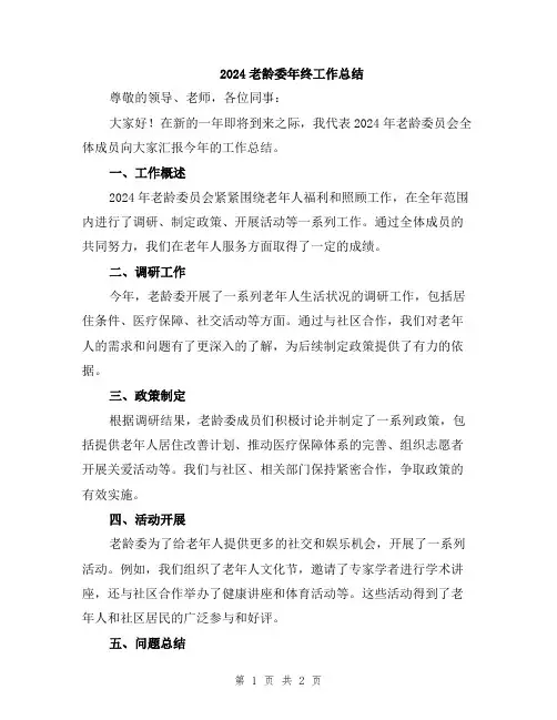 2024老龄委年终工作总结