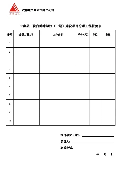材料报价表