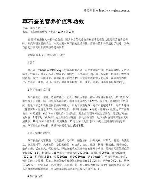 草石蚕的营养价值和功效