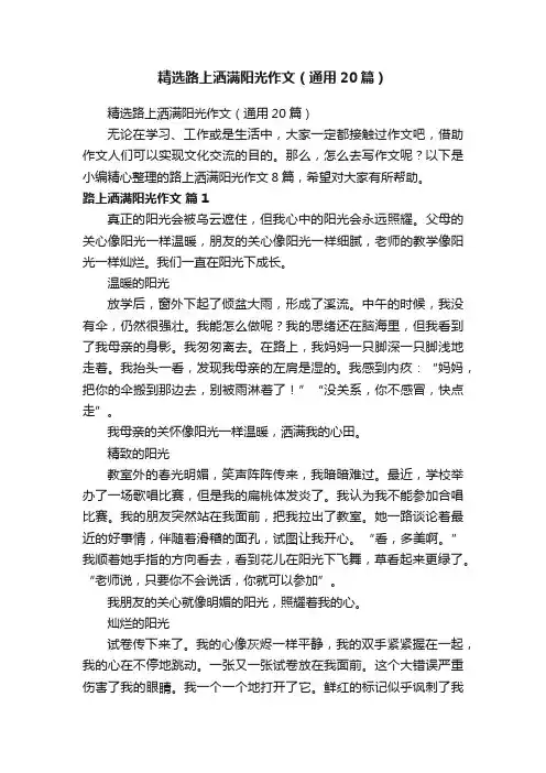 精选路上洒满阳光作文（通用20篇）