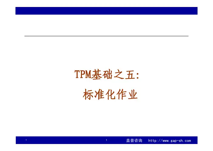 TPM基础之标准化作业