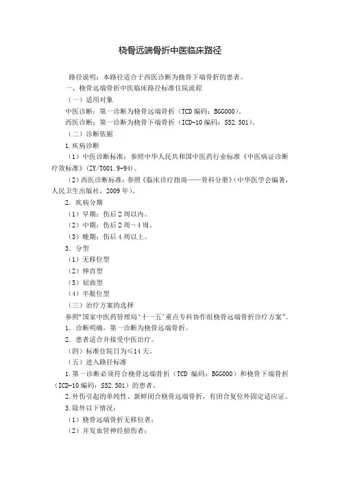 桡骨远端骨折中医临床路径