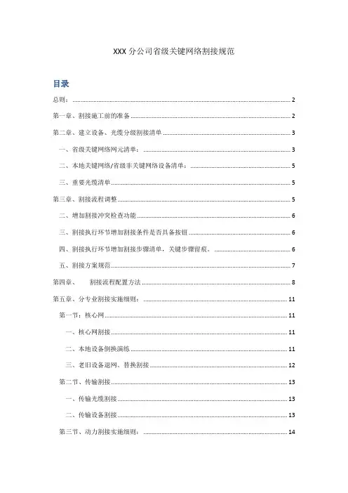 XXX分公司割接流程实施细则