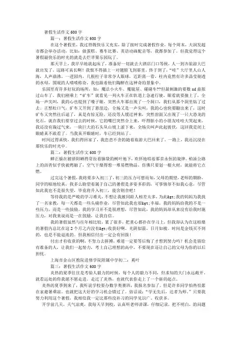 暑假生活作文600字