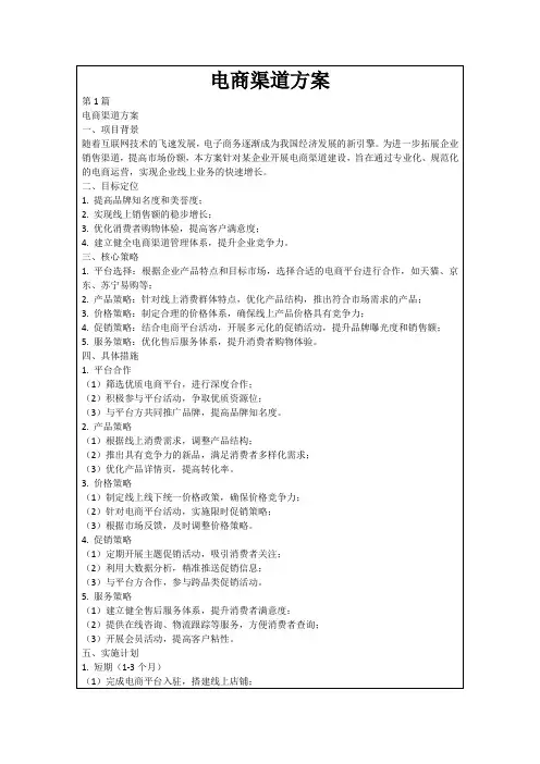 电商渠道方案