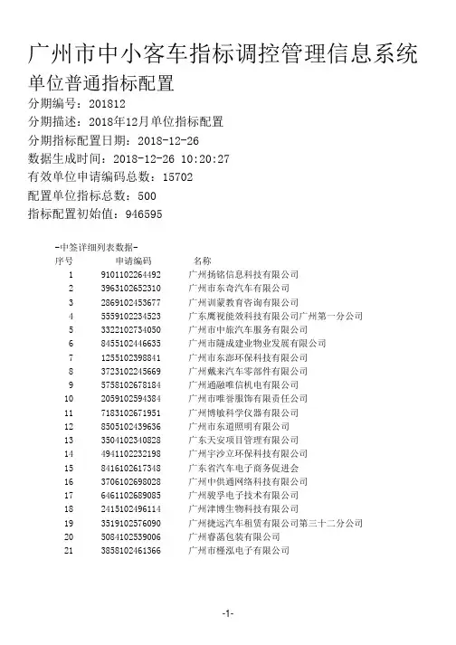 广州市中小客车指标调控管理信息系统