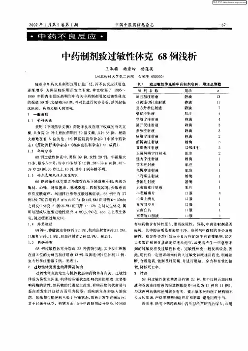 中药制剂致过敏性休克68例浅析