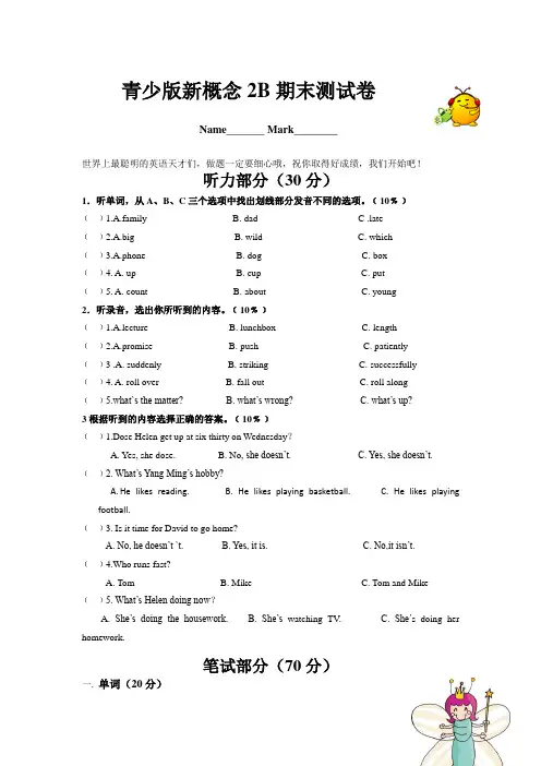 青少年新概念2B升级试卷)