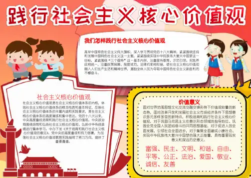 践行社会主义核心价值观小报手抄报模板下载