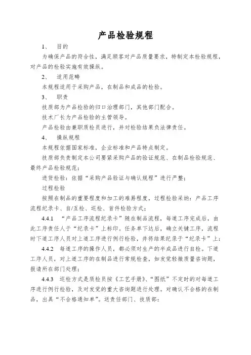 产品检验规程