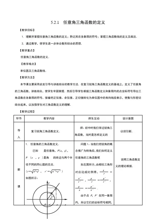 任意角的三角函数的定义 2