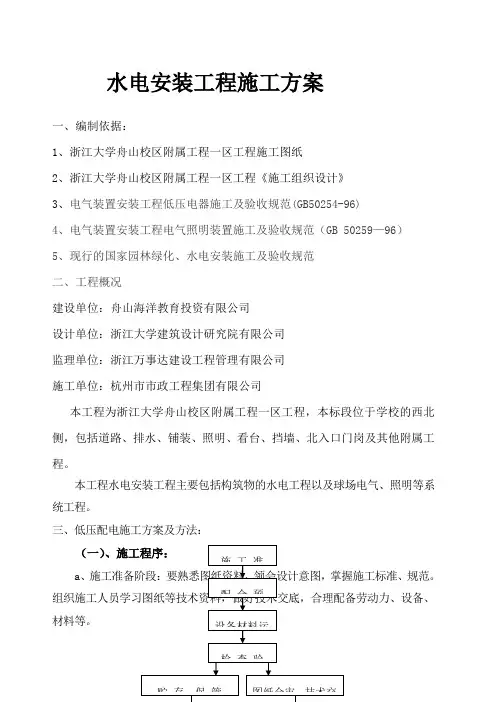 电气安装工程施工方案施工方案