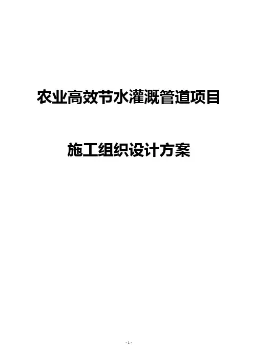 农业高效节水灌溉管道项目施工组织设计方案