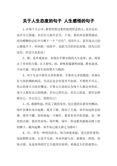 关于人生态度的句子 人生感悟的句子