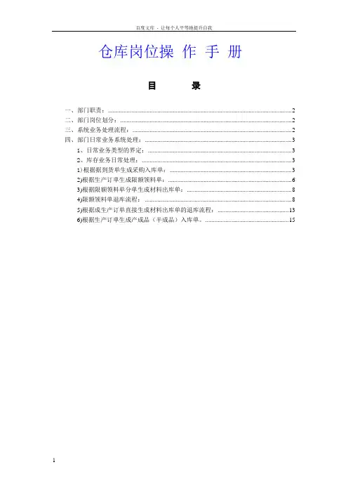 用友T6操作手册仓库