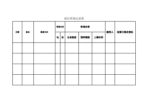 教育培训机构表格 