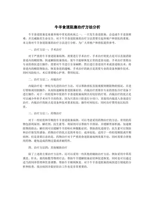 牛羊食道阻塞治疗方法分析