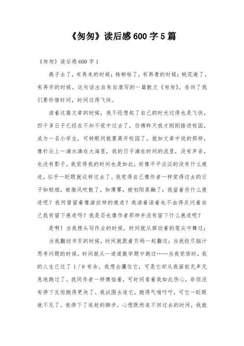 《匆匆》读后感600字5篇