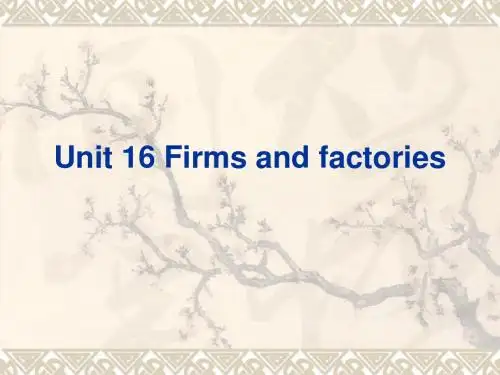 Unit 16 Firms and factories